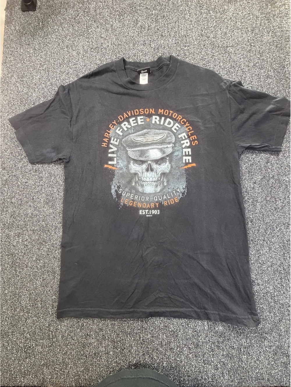 Harley-Davidson Men's Large Black Graphic T-Shirt Live Free Ride Free Skull